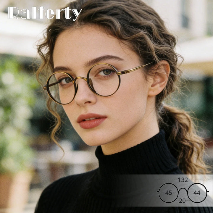 Ralferty Unisex Full Rim Round Titanium Prescription Eyeglasses X10518 - view 3