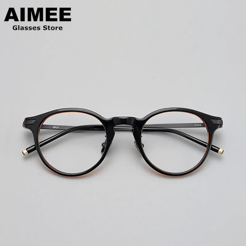 Aimee Unisex Full Rim Round Titanium Acetate Eyeglasses 84994