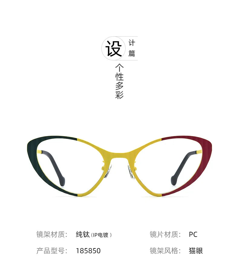 Nobler Women's Full Rim Oval Cat Eye Titanium Eyeglasses 185856 Full Rim Nobler