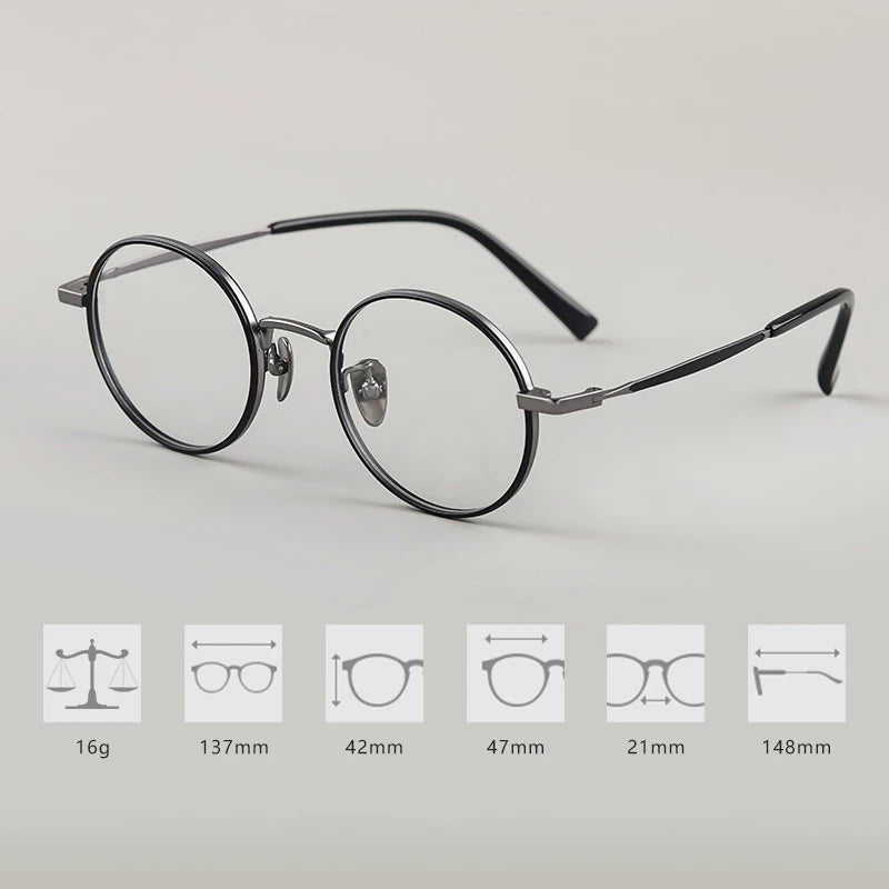 Hdcrafter Women's Full Rim Round Titanium Acetate Eyeglasses 698505