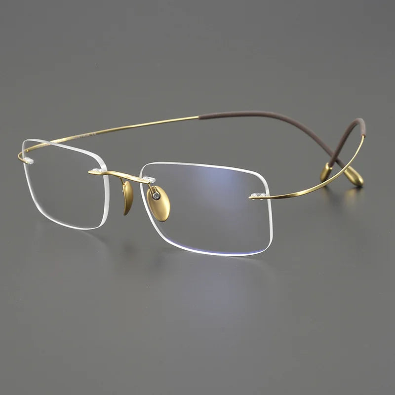 Momoja Unisex Rimless Square Titanium Eyeglasses 615353