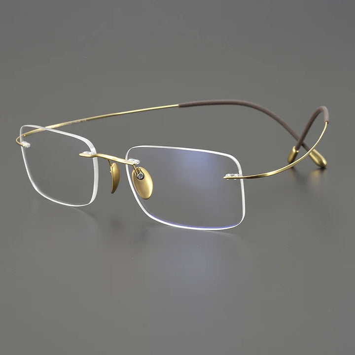 Momoja Unisex Rimless Square Titanium Eyeglasses 615353