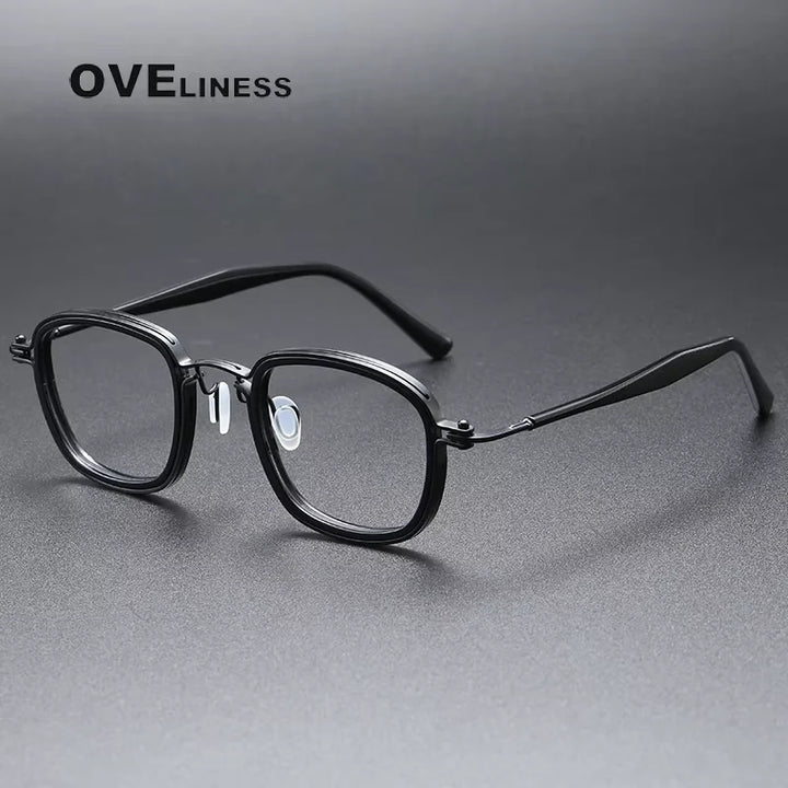 Oveliness Unisex Full Rim Big Square Titanium Acetate Eyeglasses 5863 Full Rim Oveliness black  