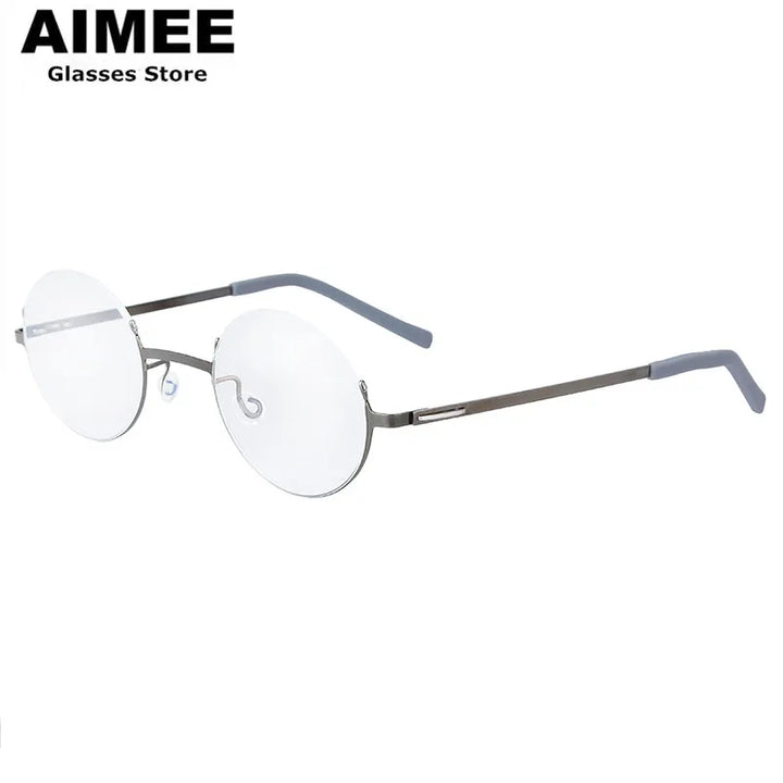 Aimee Women's Semi Rim Round Screwless Titanium Eyeglasses 198802
