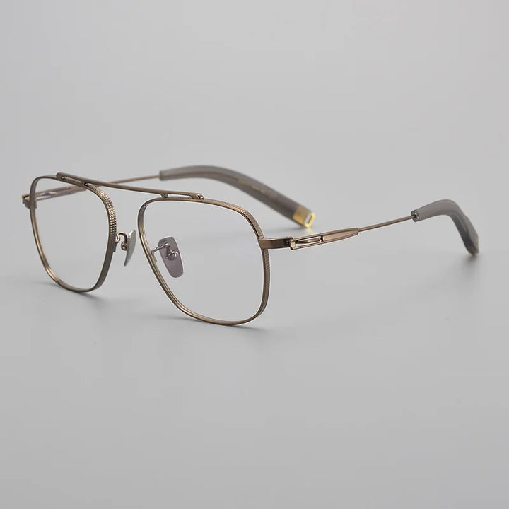 Hdcrafter Men's Full Rim Square Titanium Eyeglasses Lsa1051 Full Rim Hdcrafter Eyeglasses Bronze  