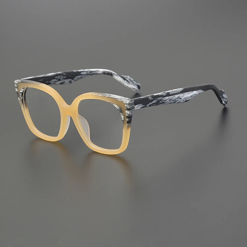 Nobler Unisex Full Rim Square Cat Eye Frosted Acetate Eyeglasses 19347 Full Rim Nobler C1  