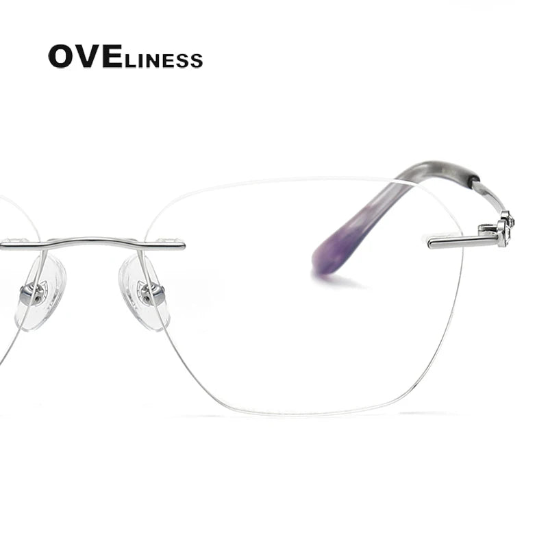 Oveliness Women's Rimless Flat Top Oval Titanium Eyeglasses 6015 Rimless Oveliness   