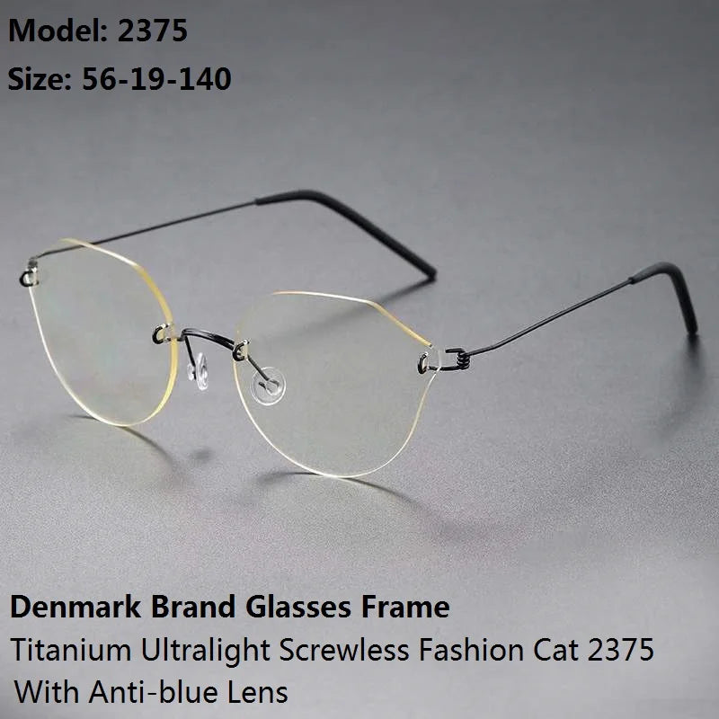 Aimee Unisex Rimless Cat Eye Screwless Titanium Eyeglasses 2375 Rimless Aimee   