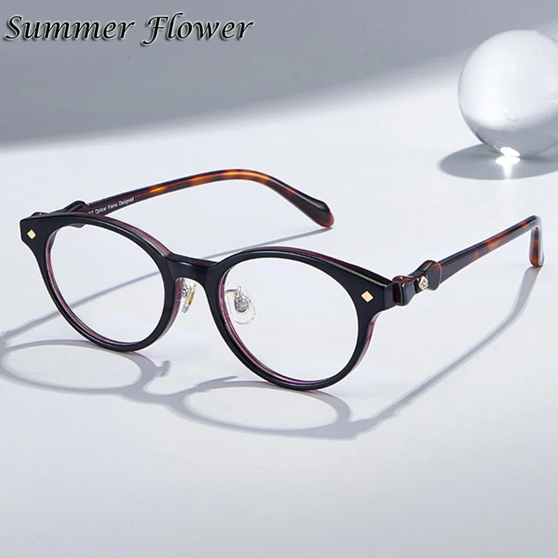 Summer Flower Women's Full Rim Round Acetate Eyeglasses 842351 Full Rim Summer Flower