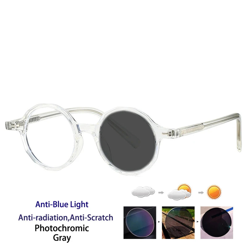 Kocolior Women's Full Rim Round Tr 90 Photochromic Reading Glasses 28008