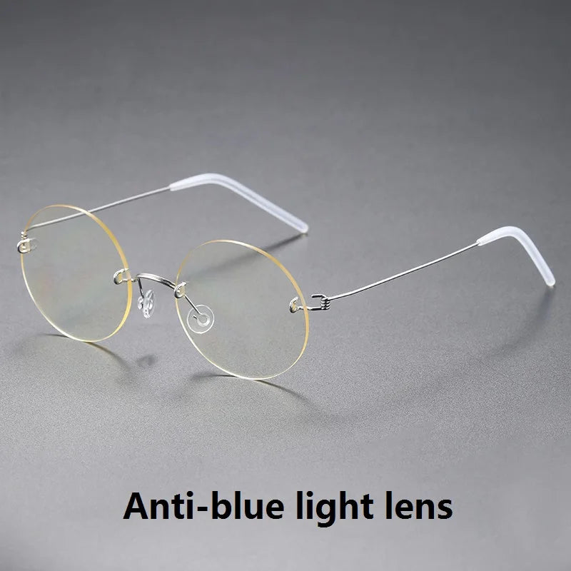 Aimee Unisex Rimless Round Screwless Titanium Eyeglasses 1356 Rimless Aimee Sliver  