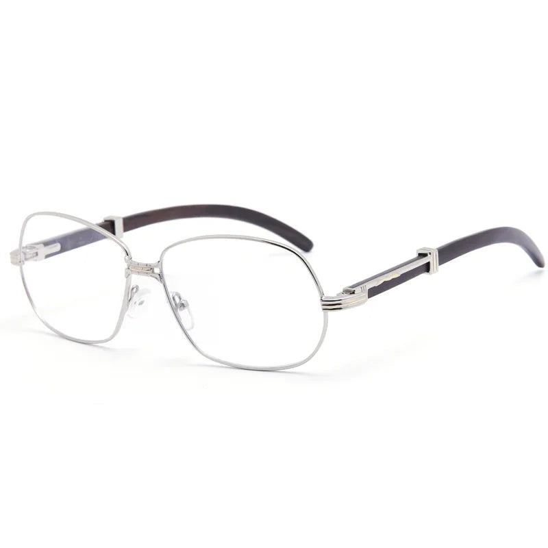 Muzz 1105888 men's oval alloy prescription eyeglasses with wood temples — view 4