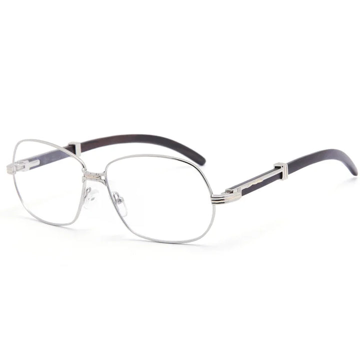 Muzz 1105888 men's oval alloy prescription eyeglasses with wood temples — view 4