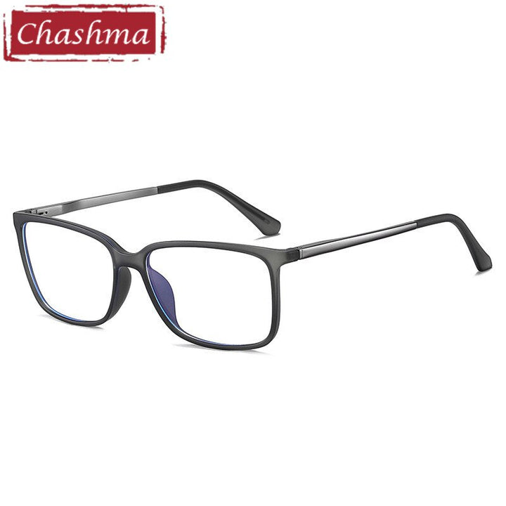 Chashma Men's Full Rim Square Tr 90 Titanium Spring Hinge Eyeglasses 95861 Full Rim Chashma Transparent Gray  