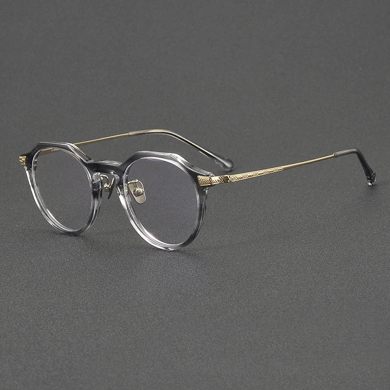 Black Mask Women's Full Rim Round Titanium Acetate Eyeglasses 54402