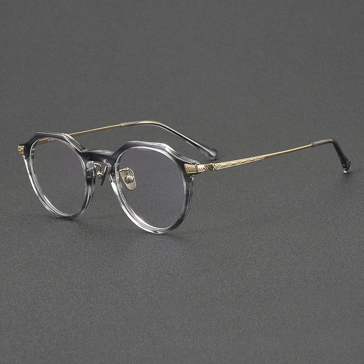 Black Mask Women's Full Rim Round Titanium Acetate Eyeglasses 54402
