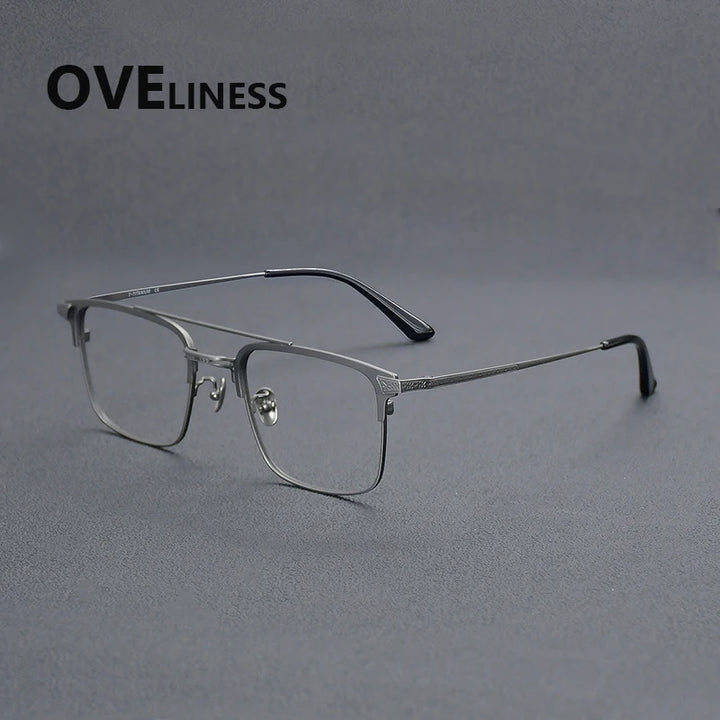 Oveliness Men's Full Rim Square Double Bridge Titanium Eyeglasses 981085