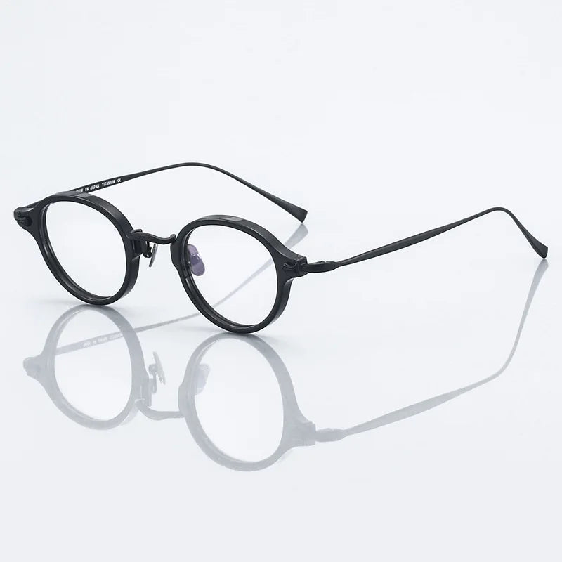 Black Mask Unisex Full Rim Round Titanium Acetate Eyeglasses 396182