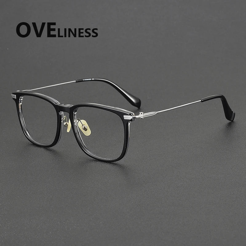 Oveliness Unisex Full Rim Big Square Acetate Titanium Eyeglasses 90003