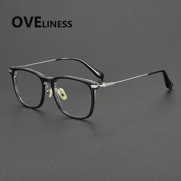 Oveliness Unisex Full Rim Big Square Acetate Titanium Eyeglasses 90003