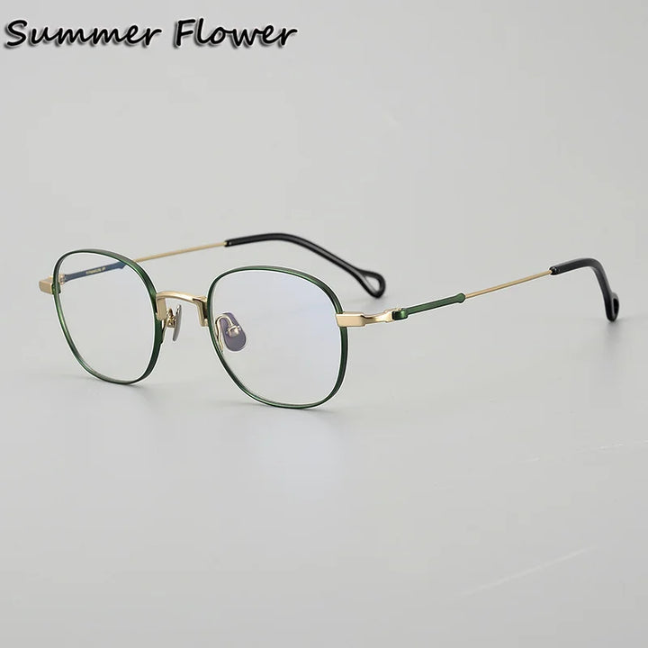 Summer Flower Unisex Full Rim Round Square Titanium Eyeglasses 20469
