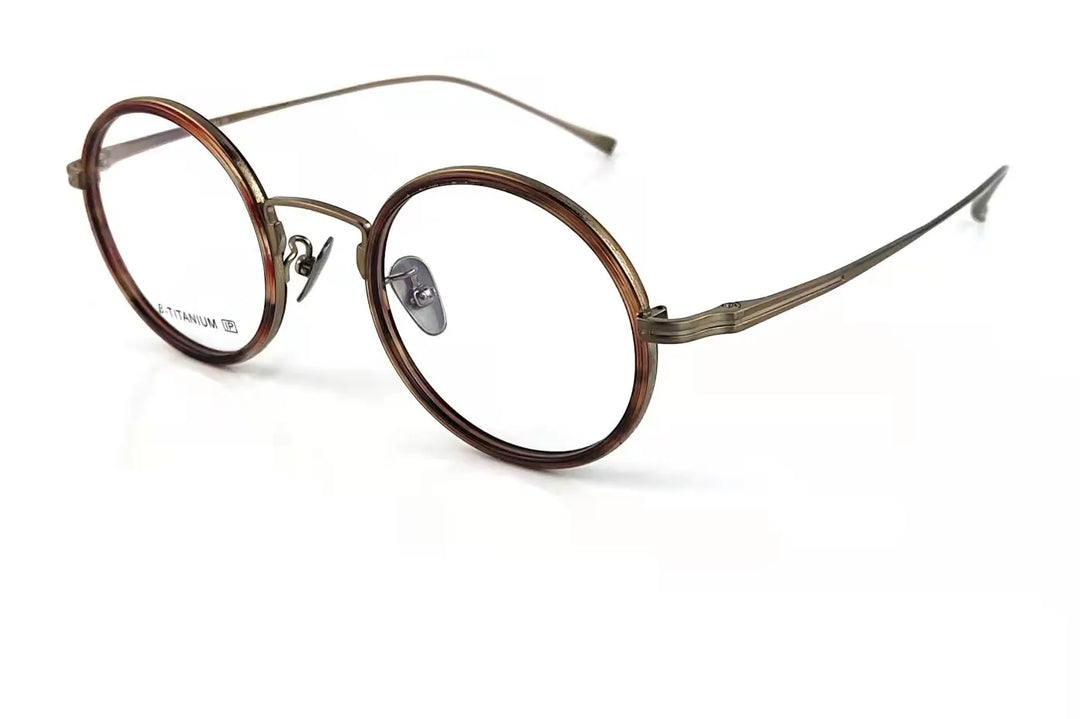 Aimee Unisex Full Rim Round Oval Titanium Eyeglasses 1061 Full Rim Aimee BROWN  