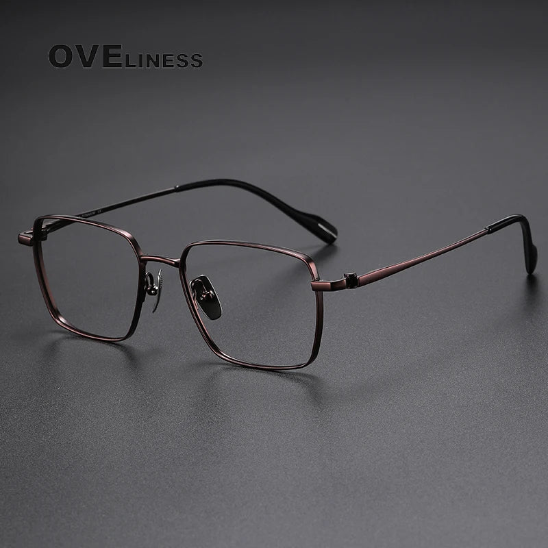 Oveliness Unisex Full Rim Square Titanium Eyeglasses 81012 Full Rim Oveliness red  