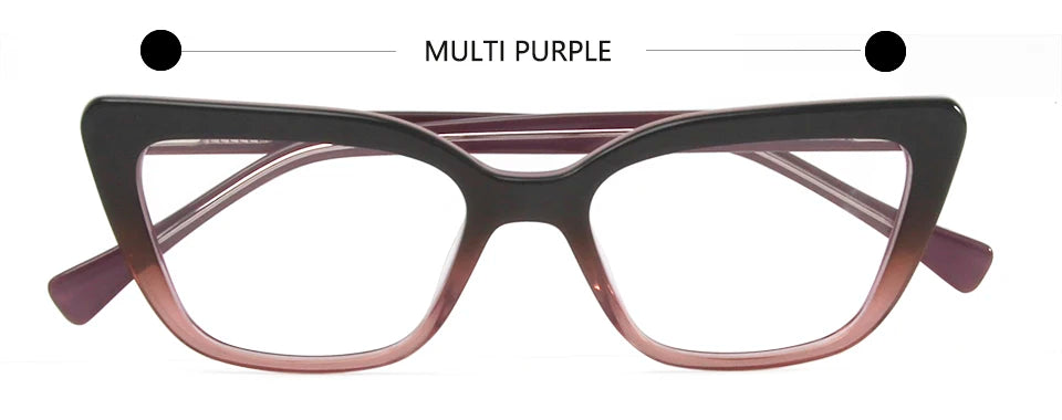 Esnbie Unisex Full Rim Square Cat Eye Acetate Eyeglasses 62423 Full Rim Esnbie multi purple  