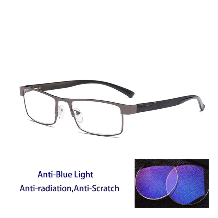 Kocolior Men's Full Rim Square Stainless Steel Reading Glasses 429070