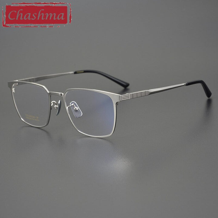 Chashma Men's Full Rim Square Titanium Eyeglasses 91064 Full Rim Chashma Silver  