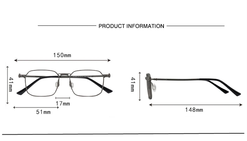 Black Mask Unisex Full Rim Big Square Titanium Eyeglasses 45892 Full Rim Black Mask