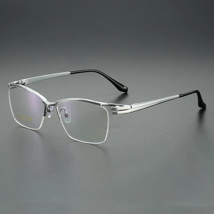 Aror Men's Semi Rim Big Square Brow Line Titanium Eyeglasses 96205