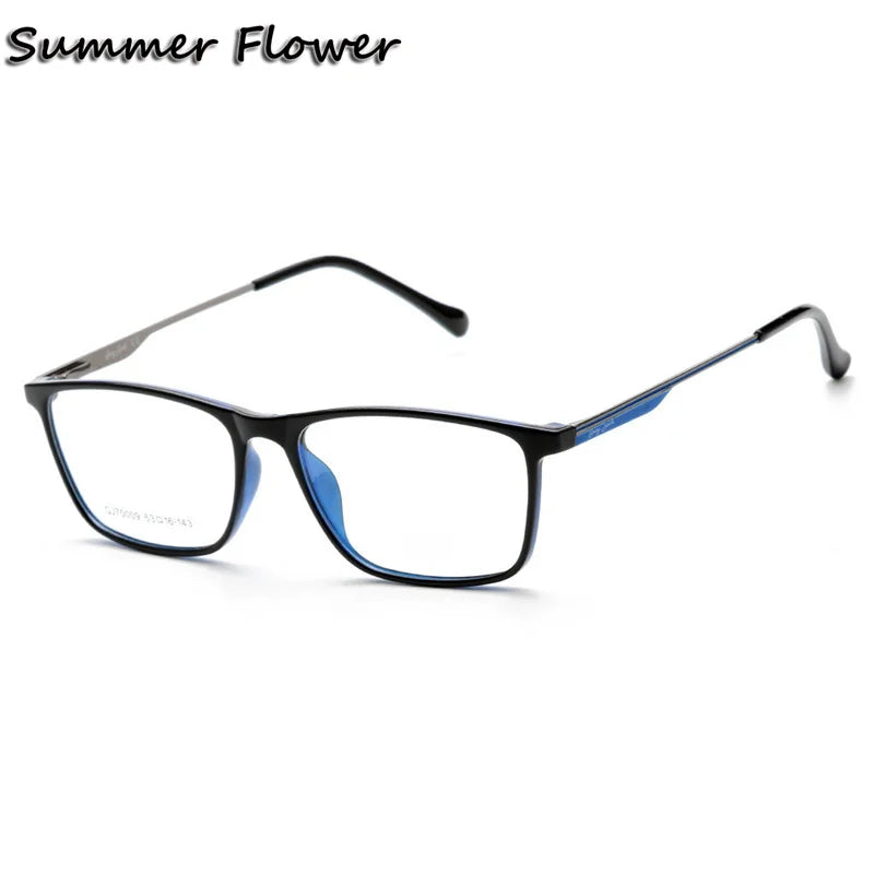 Summer Flower Women's Full Rim Square Tr 90 Titanium Eyeglasses 70009