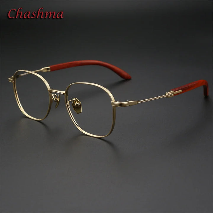 Chashma Ochki Women's Full Rim Square Titanium Wood Eyeglasses 23304