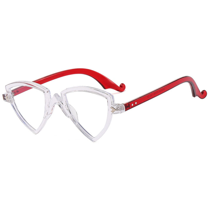 CCSpace Women's Full Rim Irregular Triangle Tr 90 Eyeglasses 56405 Full Rim CCspace ClearRed Beige 
