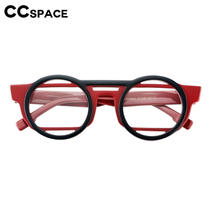 CCspace Unisex Full Rim Round Acetate Double Bridge Eyeglasses 301737 Full Rim CCspace   