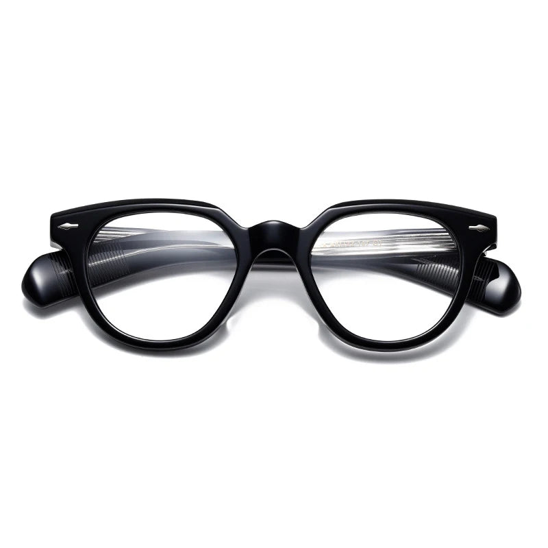 Black Mask Unisex Full Rim Irregular Oval Acetate Eyeglasses 2241 Full Rim Black Mask Black  