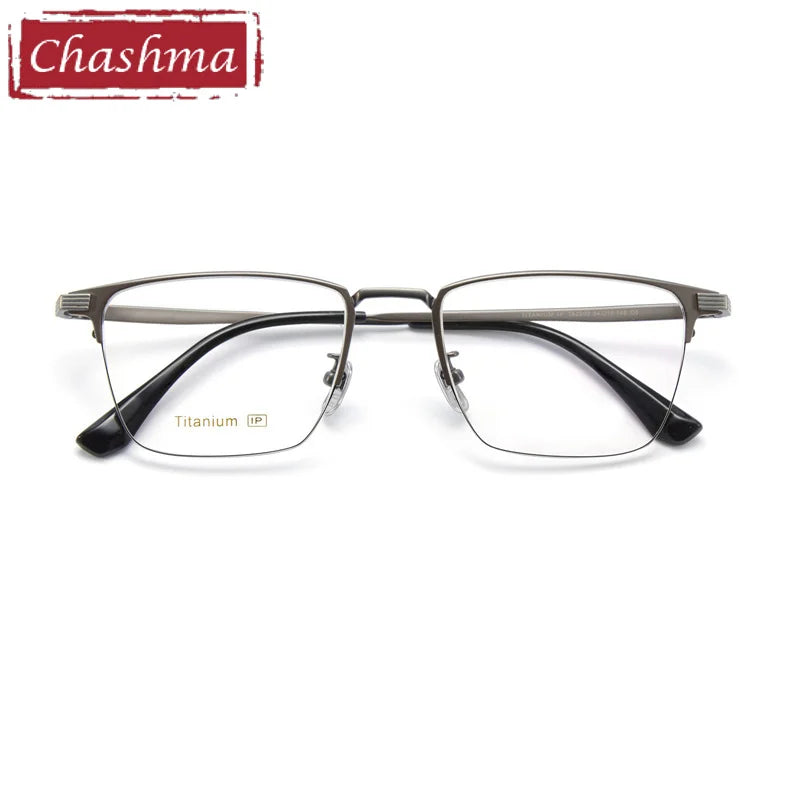 Chashma Ottica Unisex Semi Rim Square Titanium Eyeglasses 2209 Semi Rim Chashma Ottica Gray  