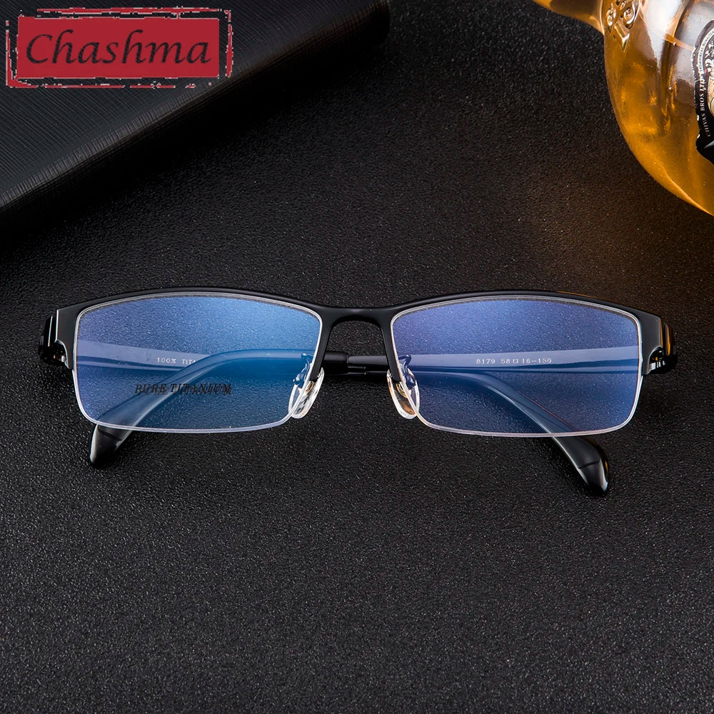 Chashma Men's Semi Rim Square Titanium Eyeglasses 81479