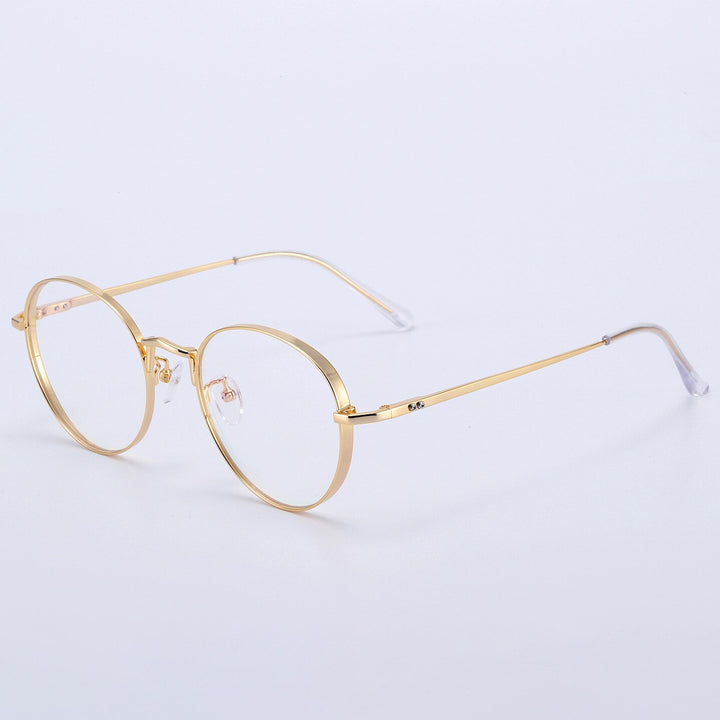 KatKani Unisex Full Rim Round Titanium Eyeglasses 30001 Full Rim KatKani Eyeglasses Gold  