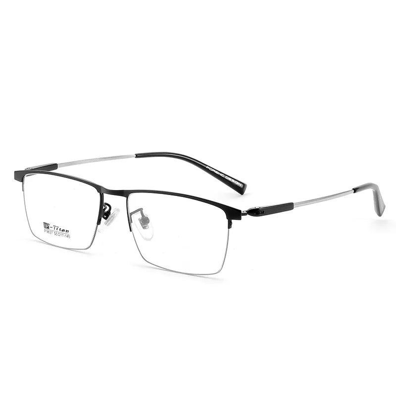 KatKani Unisex Semi Rim Square Alloy Eyeglasses 9367 Semi Rim KatKani Eyeglasses Black  