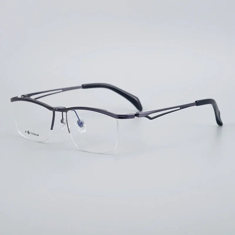 Aror Men's Semi Rim Square Titanium Flip Up Eyeglasses 18019 Semi Rim Aror GRAY