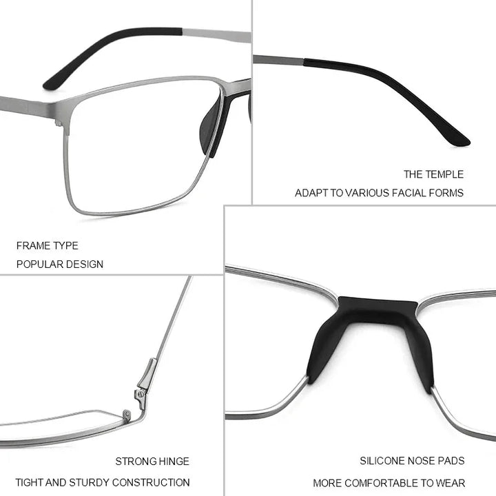 Kansept Men's Full Rim Square Alloy Eyeglasses P8501 Full Rim Kansept   