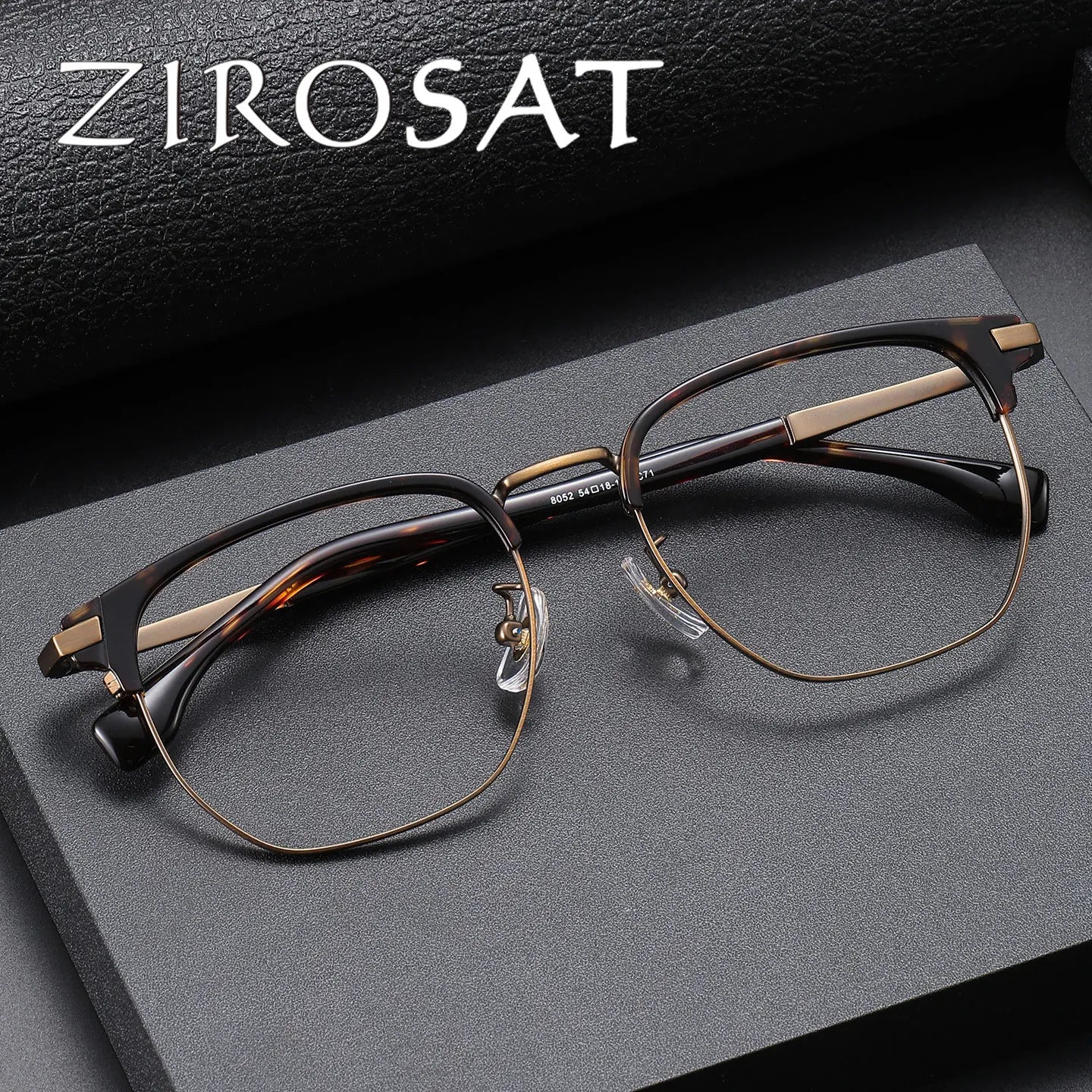 Zirosat Men's Full Rim Acetate Titanium Prescription Eyeglasses 8052
