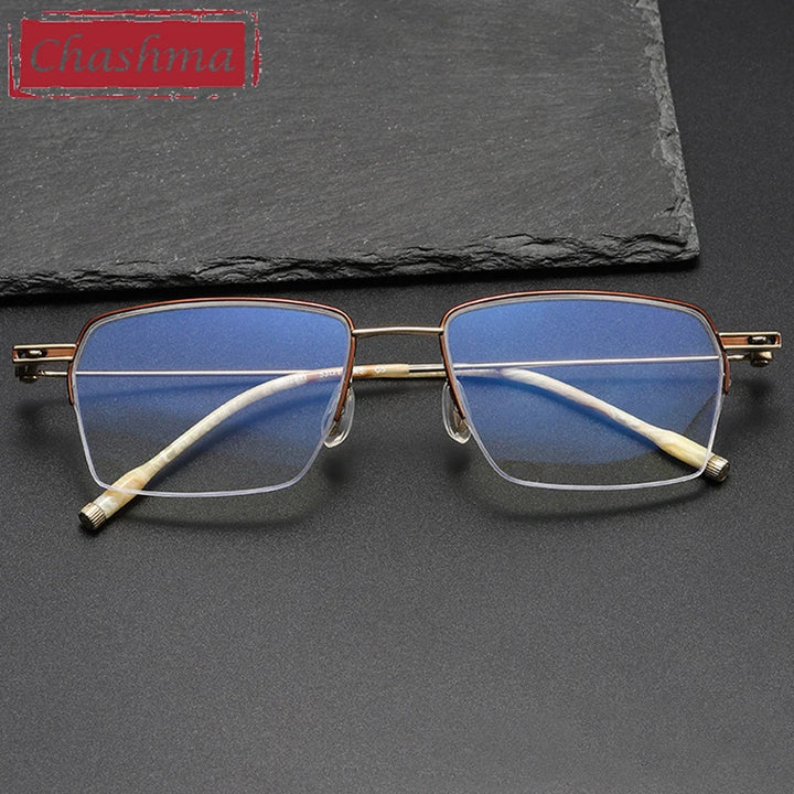 Chashma Unisex Semi Rim Square Titanium Eyeglasses 402311 Semi Rim Chashma   