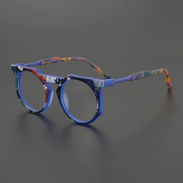 Gatenac Unisex Full Rim Round Brow Line Acetate Eyeglasses G9399