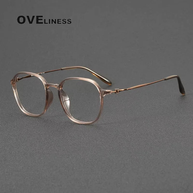 Oveliness Women's Full Rim Square Acetate Titanium Eyeglasses 28665