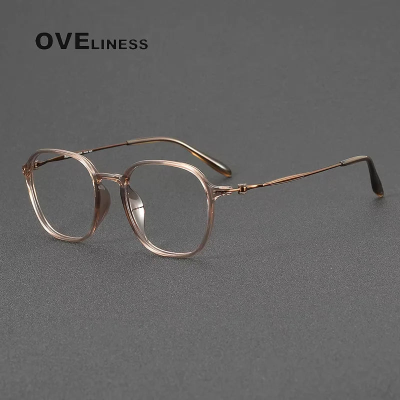 Oveliness Women's Full Rim Square Acetate Titanium Eyeglasses 86652