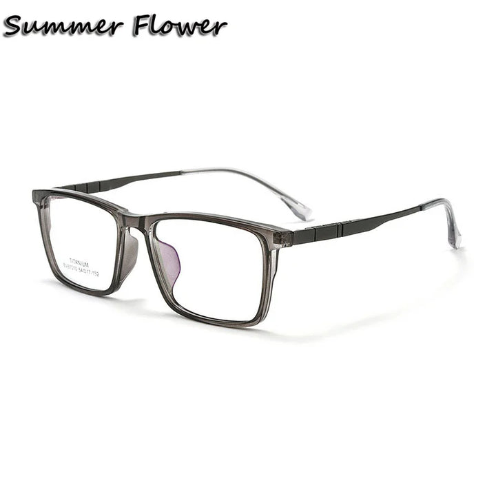 Summer Flower Unisex Full Rim Square Tr 90 Titanium Eyeglasses 61010 Full Rim Summer Flower Transparent Gray