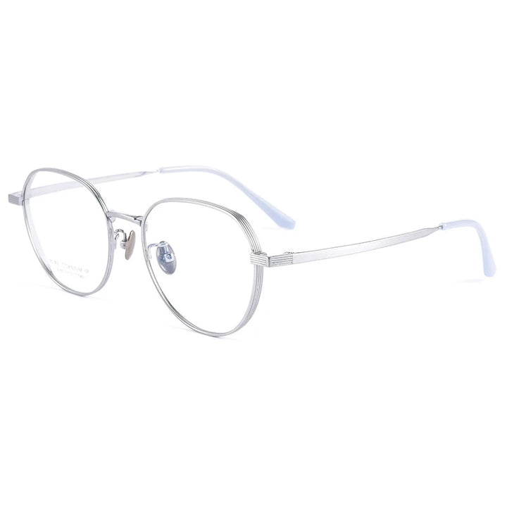 Handoer Women's Full Rim Flat Top Oval Square Titanium Eyeglasses 2050 Full Rim Handoer silver  